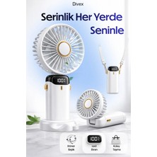 Divex Taşınabilir Dijital Göstergeli Vantilatör 5 Kademeli Fan Hız Ayarı Mini Fan Sessiz Soğutucu