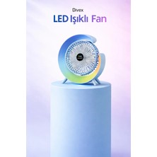 Divex Rgb LED Işıklı Masaüstü Fan - Sessiz USB Vantilatör Gece Lambası Özellikli Dekoratif Fan