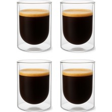 UltraMint Çift Cidarlı Cam Kahve ve Meşrubat Bardak Seti, 4 Adet, 250 ml