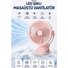 Divex Masaüstü Şarjlı 360° Dönebilen Klipsli Fan Vantilatör - Pembe