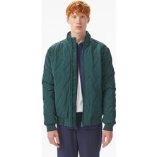 Lacoste Erkek Dik Yaka Kapitone Koyu Yeşil Mont