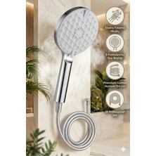 Plodna House Basınç Arttırıcı Özellikli 5 Fonksiyonlu Büyük Boy Duş Başlığı & Pvc Süper Sağlam 150 cm Hortum