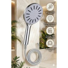 Plodna House Basınç Arttırıcı Özellikli 5 Fonksiyonlu Büyük Boy Duş Başlığı & Pvc Süper Sağlam 150 cm Hortum