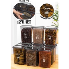 UltraMint Beyaz Serigrafi Etiketli 12'li Peggy Dikdörtgen Saklama Kabı Seti 1500 ml