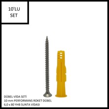 Adilon Dübel-Vida Seti, Performans Roket Dübel 10 Mm, 6,0X80 Yhb Sunta Vidası, 10 Adet