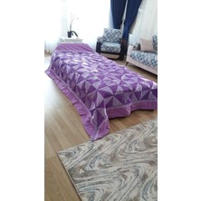 Farmlove Kırkyama Pamuk Saten Pike Yorgan Yatakörtüsü Çeyizlik Elyapımı -Lila 3