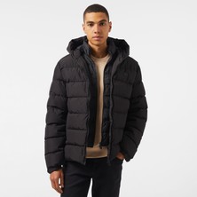 Lacoste Erkek Regular Fit Kapüşonlu Siyah Şişme Mont
