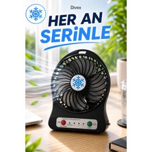 Divex Mini Taşınabilir Vantilatör USB Şarjlı Masa Fanı Sessiz Güçlü Serinlik