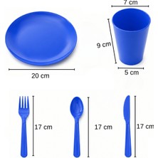 Beylini 32 Parça Piknik Seti Tabak Çatal Kaşık Bıçak Bardak 6 Kişilik Gezi Set Kahvaltı Makinede Yıkanabilir Set