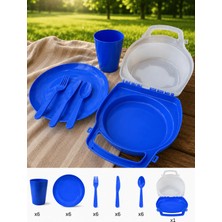 Beylini 32 Parça Piknik Seti Tabak Çatal Kaşık Bıçak Bardak 6 Kişilik Gezi Set Kahvaltı Makinede Yıkanabilir Set