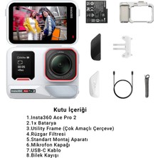 INSTA360 Ace Pro 2 Xplorer Bundle 8k Aksiyon Kamera Beyaz Tek Batarya Deklanşör Düğmeli Tutma Aparatlı Set