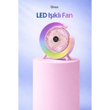 Divex Rgb LED Işıklı Masaüstü Fan - Sessiz USB Vantilatör Gece Lambası Özellikli Dekoratif Fan