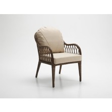 Monalin Home Garden Alaçatı Kahverengi 4 Kişilik(1-1-1-1-Masa) Rattan Örgü Bahçe & Balkon & Teras Masa Sandalye Takımı