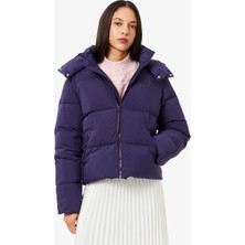 Lacoste Kadın Relaxed Fit Kapüşonlu Mor Şişme Mont