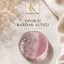 Karelim Home 4 Lü Epoksi Bardak Altlığı Gümüş Varaklı Özel Seri