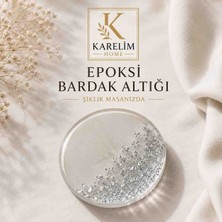 Karelim Home 4 Lü Epoksi Bardak Altlığı Gümüş Varaklı Özel Seri