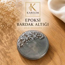 Karelim Home 4 Lü Epoksi Bardak Altlığı Gümüş Varaklı Özel Seri