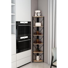 The Violett Datça 6 Raflı Metal Köşe Mutfak Rafı Dekoratif Çok Amaçlı Raf 180 cm