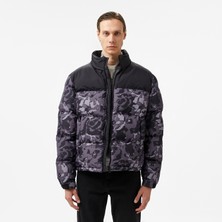 Lacoste Erkek Desenli Siyah Şişme Mont