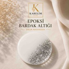 Karelim Home 4 Lü Epoksi Bardak Altlığı Gümüş Varaklı Özel Seri