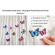 Okalina Kelebek 3D Perde Süsü-Iğneli Renki Dekoratif Perde Aksesuarı 5cm