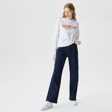 Lacoste Kadın Straight Fit Lacivert Jean Pantolon