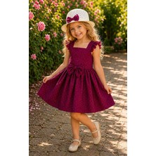 Lovinya Kids Taşlı Fiyonk Detaylı Şapkalı Kız Çocuk Elbise
