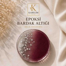 Karelim Home 4 Lü Epoksi Bardak Altlığı Gümüş Varaklı Özel Seri