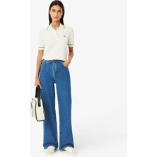 Lacoste Kadın Wide Leg Mavi Jean Pantolon