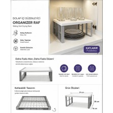 Deyhome Dolap Içi Düzenleyici Organizer Raf Katlanabilir Mutfak Tabak Bardak Rafı 31X28X16 cm