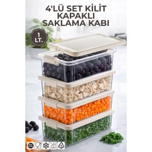 Nandy Home 4'lü Set 1lt. Decobox Çok Amaçlı Saklama Kabı - Piknik Taşıma Seti - 1lt.