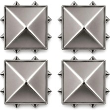 Hapshoe Süs Tırnaklı Gümüş Renk Çakma Kare Piramit 5 mm 20 Adet Metal Trok