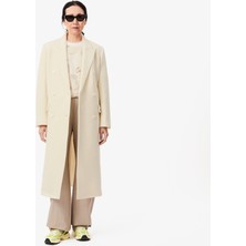Lacoste Kadın Regular Fit Yün Krem Palto