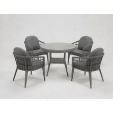 Monalin Home Garden Milano Gri 4 Kişilik(1-1-1-1-Masa) Rattan Örgü Bahçe & Balkon & Teras Masa Sandalye Takımı