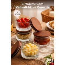 Nandy Home El Yapımı Cam, 4'lü Set Yuvarlak, Kahvaltılık ve Çerezlik