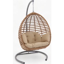 Monalin Mobilya Sofya Classic Rattan Kapuçino El Örgüsü Bahçe & Balkon & Teras Tek Kişilik Salıncak
