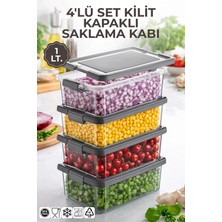 Nandy Home 4'lü Set 1lt. Decobox Çok Amaçlı Saklama Kabı - Piknik Taşıma Seti - 1lt.