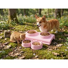 cesoyuncak 2 Adet Büyük ve Küçük Boy Çiftli Kedi Köpek Mama ve Su Kabı, Kedi Köpek Mama Kabı, Yükseltilmiş Eğimli Mama Kabı Su Kabı