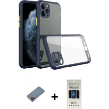 İlk El Grup Pilelistore™ iPhone 11 Pro Kılıf Nova Asil Özel Seri - Siyah 5d Hayalet Cam Ekran Koruyucu + Shine Kamera Lens Koruma Cam - Pe