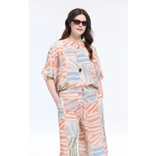 Love My Body Desenli Rahat Kesim Bluz Coral 115L9758001