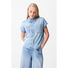 Love My Body Denim Kısa Kollu Gömlek Mavi 130LO027000