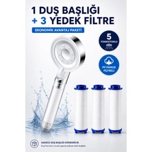 Plodna House Yüksek Basınçlı Filtreli Duş Başlığı + 3 Yedek Filtre | Klor ve Kireç Karşıtı, Su Tasarruflu