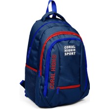 Coral High Sport Dört Bölmeli Lacivert Sırt Çantası 23454 Tekli Polyester Malzeme ile Üretilmiştir