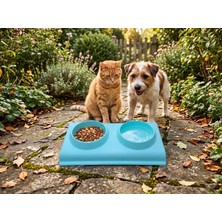 cesoyuncak Büyük Boy Çiftli Kedi Köpek Mama ve Su Kabı, Kedi Köpek Mama Kabı, Yükseltilmiş Eğimli Mama Kabı Su Kabı