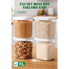 Nandy Home 5500ML. Düz Kapaklı 4'lü Set Maxi Boy Saklama Kabı - Erzak Saklama Kabı
