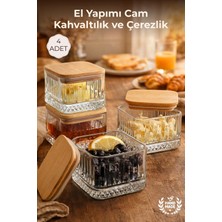 Nandy Home El Yapımı Cam, 4'lü Set Kare, Kahvaltılık ve Çerezlik