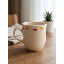 Palto Tasarım Kiraz Ayıcık Krem Juno Kupa -Hediyelik Kupa Fincan Mug