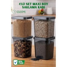 Nandy Home 5500ML. Düz Kapaklı 4'lü Set Maxi Boy Saklama Kabı - Erzak Saklama Kabı