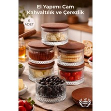 Nandy Home El Yapımı Cam, 6'lı Set Yuvarlak, Kahvaltılık ve Çerezlik