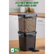 Nandy Home 5500ML. Düz Kapaklı 2'li Set Maxi Boy Saklama Kabı - Erzak Saklama Kabı